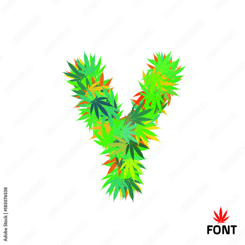 Obraz premium Cannabis letter Y from marijuana leaves lettering alphabet vector illustration