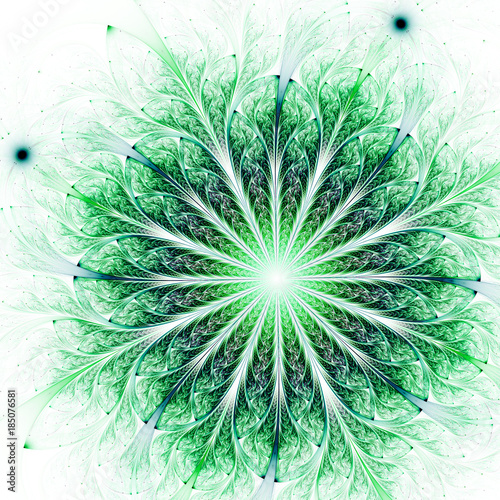 Green fractal flower, digital artwork for creative graphic design