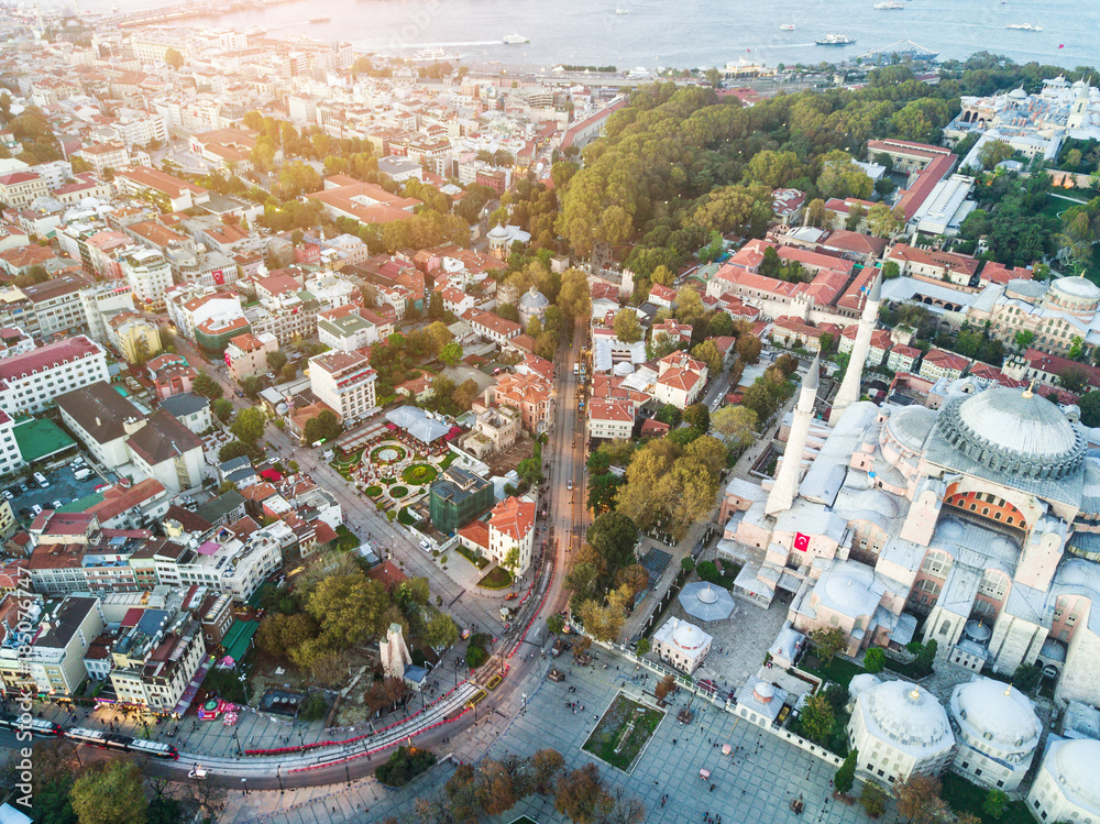 Aerial Footage of Sultanahmet, Blue Mosque