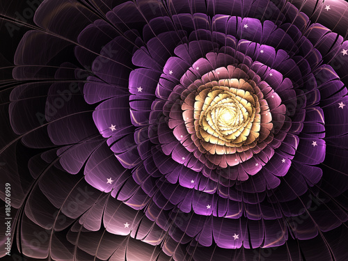 Purple fractal flower  digital artwork for creative graphic design