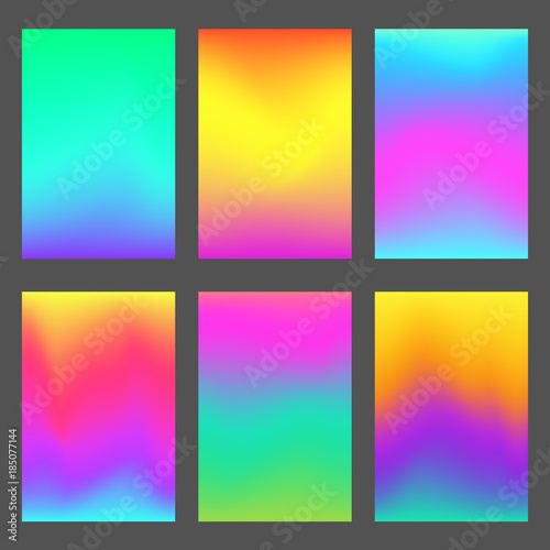 Modern gradients smartphone screen backgrounds. Set of soft, deep, bright gradiented wallpaper for mobile apps, screen design