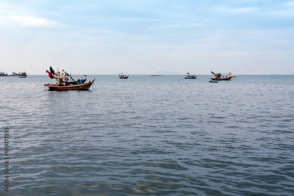 Small Fishing Boats coastal drift after returning from fishing