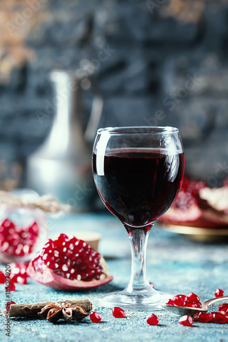 A glass of pomegranate juice