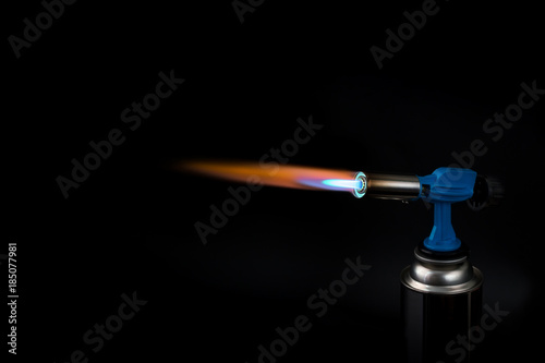 flame of a gas burner on a black background