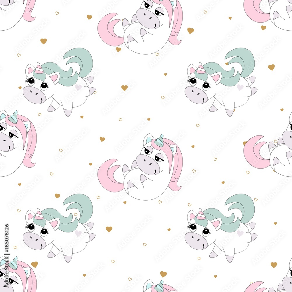 Seamless pattern with romantic unicorns. Valentine's Day. Vector illustration. Seamless pattern with romantic unicorns. Valentine's Day. Vector illustration.