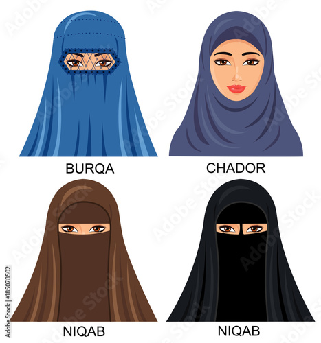 Arabian muslim women in traditional headwear headscarf  Illustration isolated icon