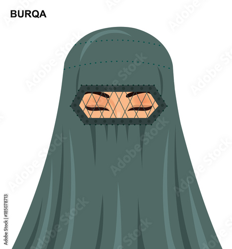 Vector beautiful arabic muslim woman in burqa Illustration isolated icon avatar