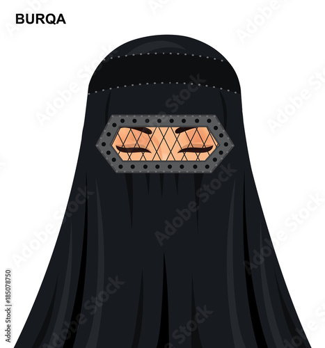 Vector burqa style beautiful arabic muslim woman  Illustration isolated icon avatar
