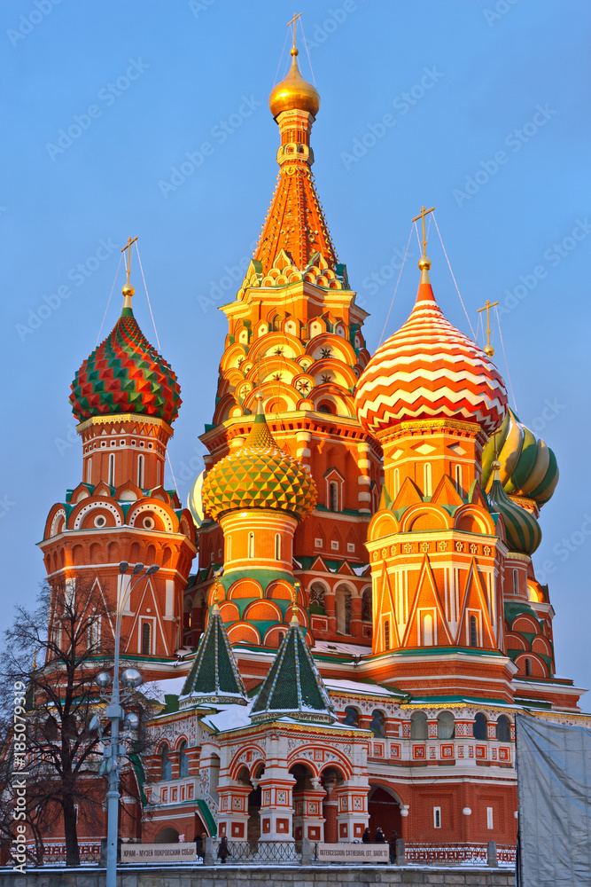 Saint Basil's cathedral at sunset, Moscow