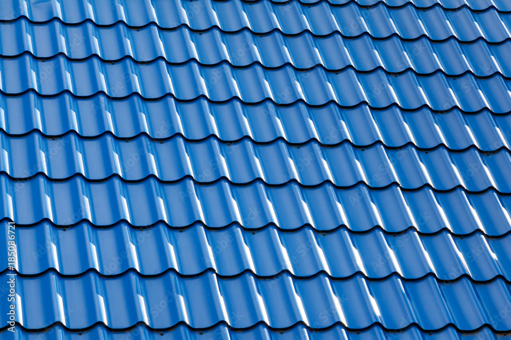 Fototapeta premium Metal roof of the blue color