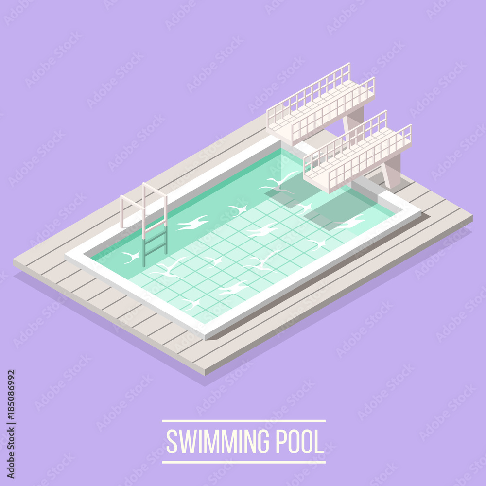 Fototapeta premium Swimming Pool Isometric Composition