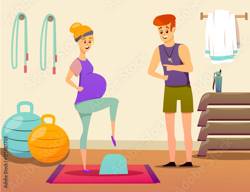 Pregnant Woman Sport Instructor Composition