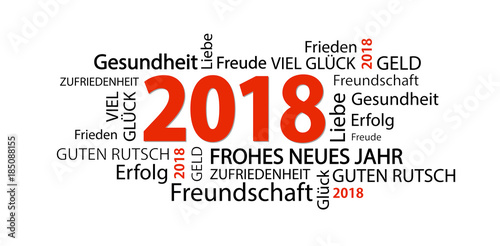 word cloud with new year 2018 greetings