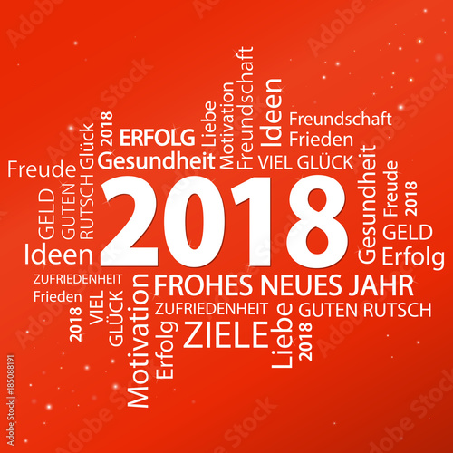 word cloud with new year 2018 greetings