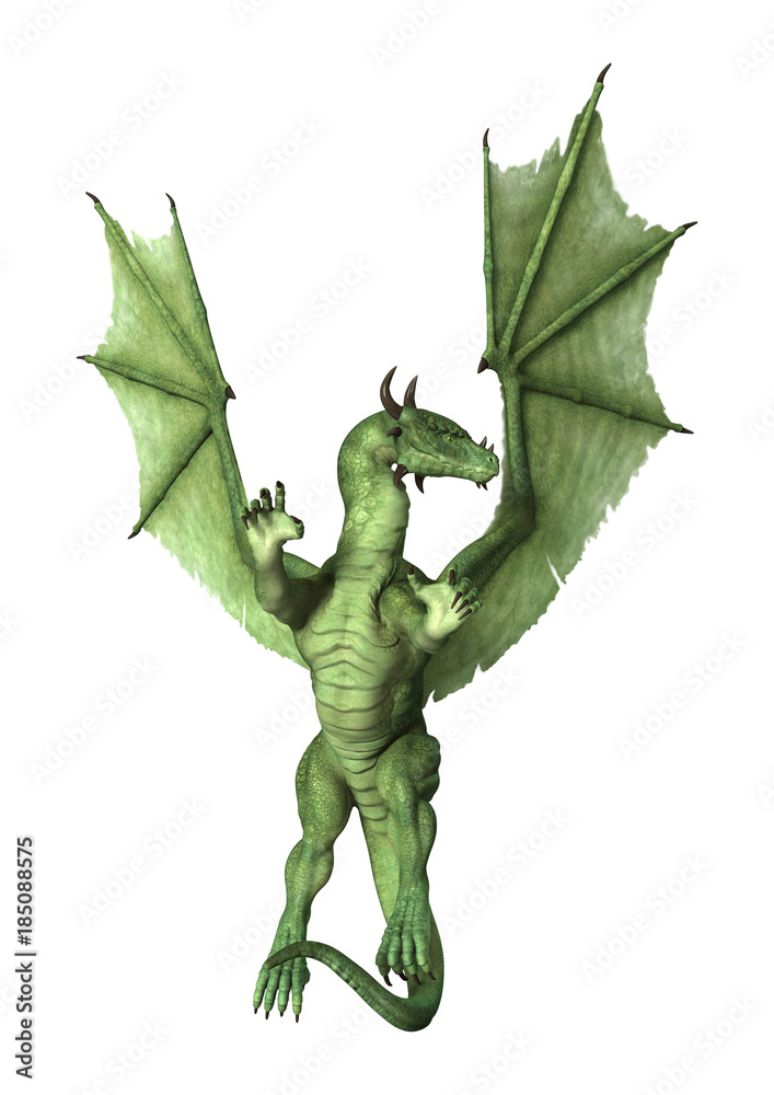 Fototapeta premium 3D Rendering Fantasy Dragon on White