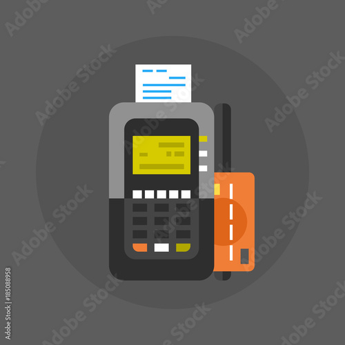 Credit Card In Payment Terminal Icon Flat Vector Illustration