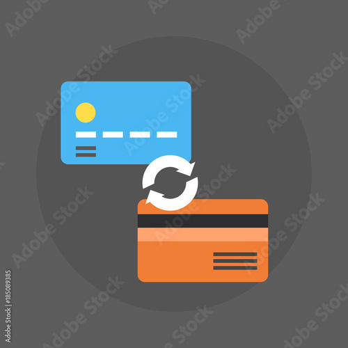 Credit Cards Exchange Icon Money Payment Flat Vector Illustration