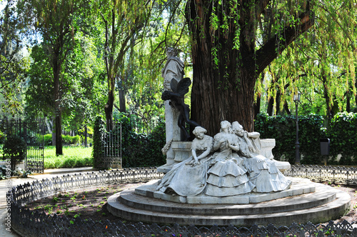 Beautiful monument dedicated to poet Gustavo Adolfo Becquer located in the north of the Maria Luisa Park in Seville, Spain.