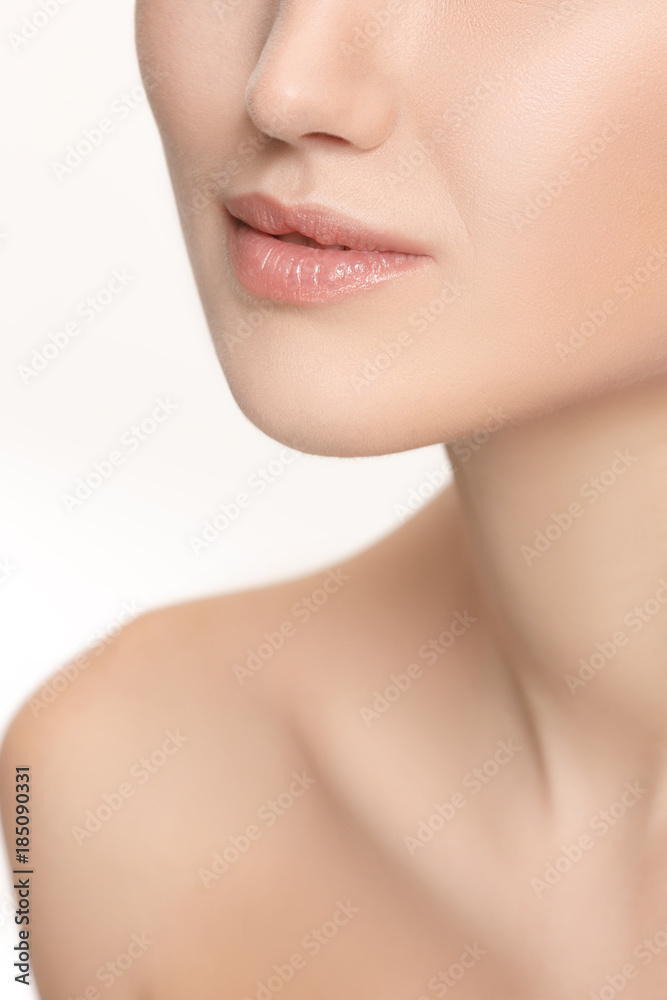 Beautiful and healthy woman smile, close-up Beautiful and healthy woman smile, close-up