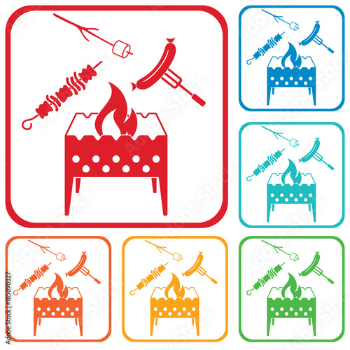 Brazier, zephyr, kebab and sausage icon