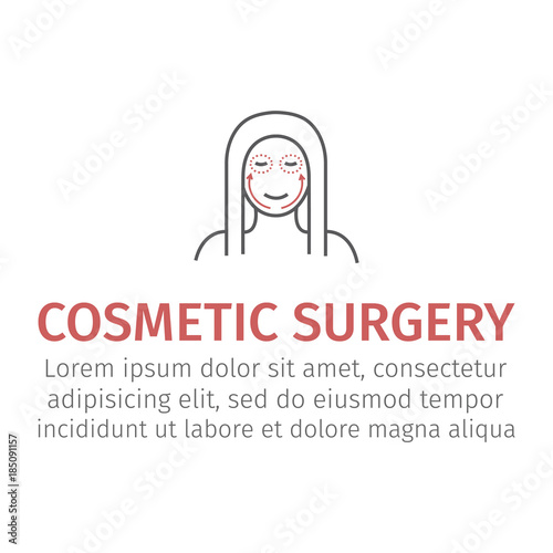 Cosmetic surgery line icon. Woman face. Vector illustration