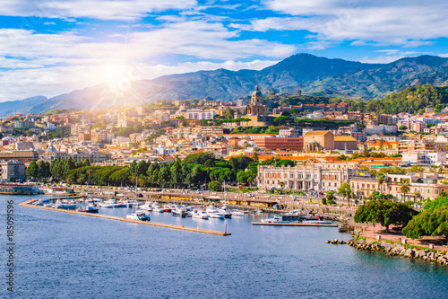 Beautiful cityscape and harbor of Messina, Sicily, Italy photo