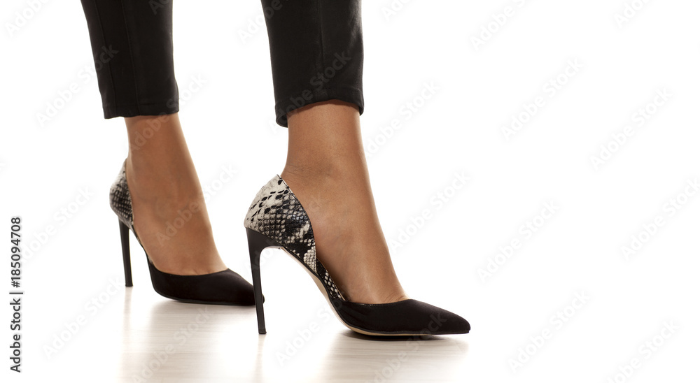 elegant women's shoes with high heels from python skin elegant women's shoes with high heels from python skin