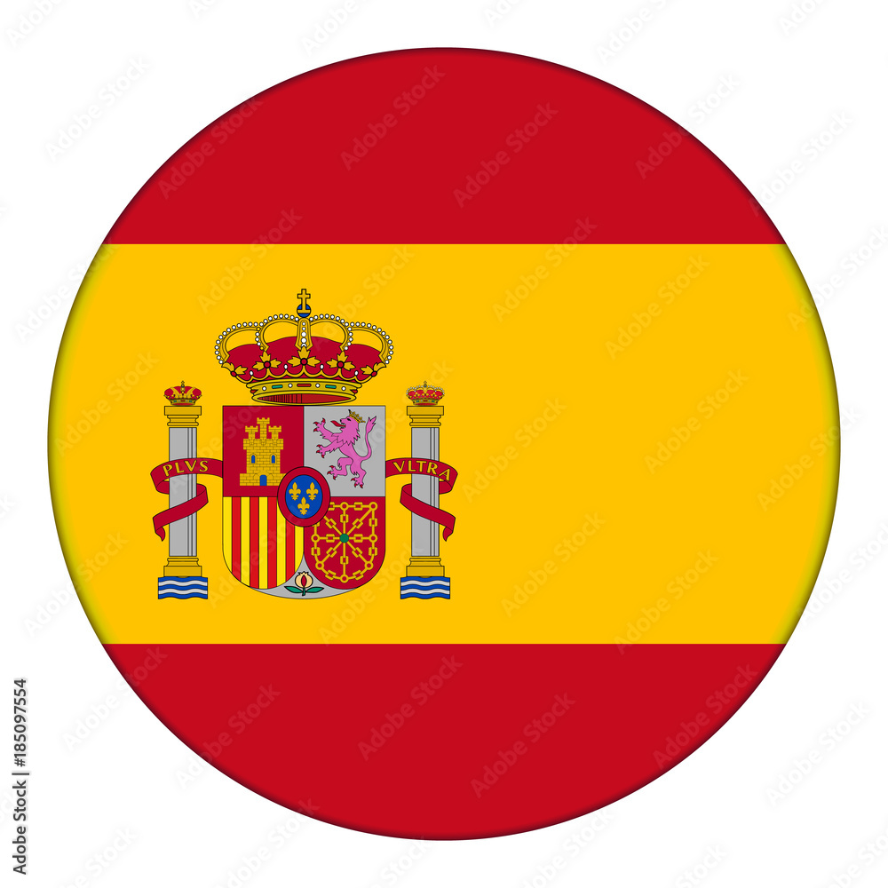 Obraz premium Flag of Spain, icon. Realistic color. Abstract concept. Vector illustration on white background.