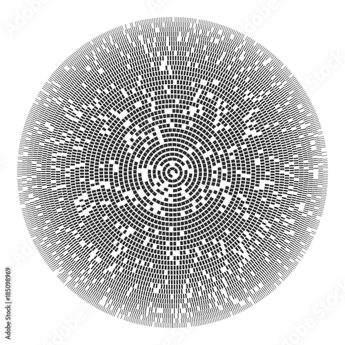 Black and white round pattern. Abstract background Vector illustration