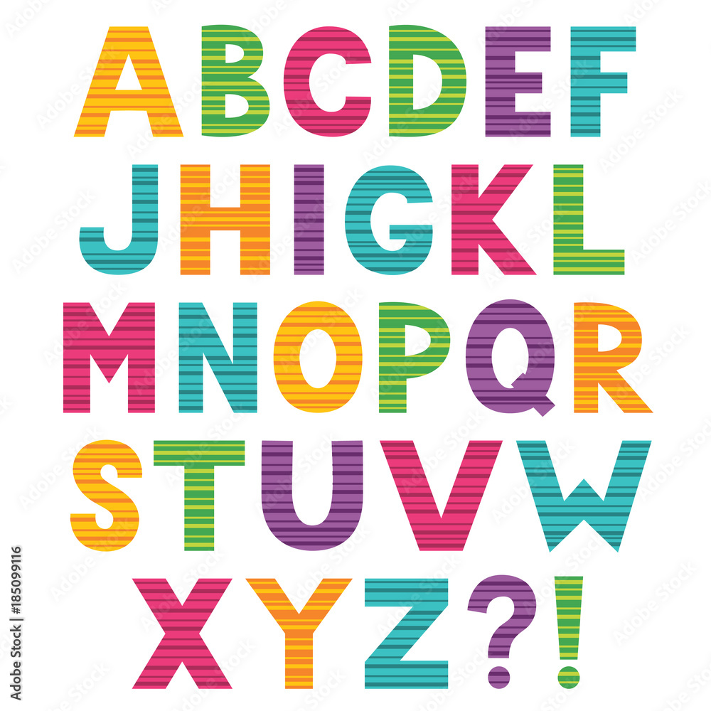 Colorful cartoon alphabet, isolated design elements