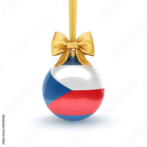 3D rendering Christmas ball with the flag of Czech Republic