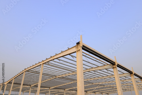 Steel structure workshop roof is under construction