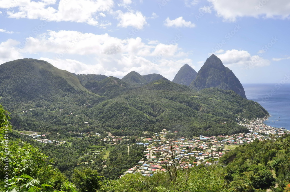 A View of Piton Peaks, Saint Lucia