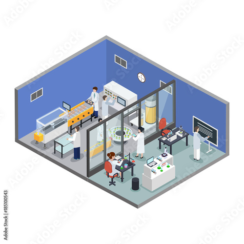 Pharmaceutical Research Production Isometric Background