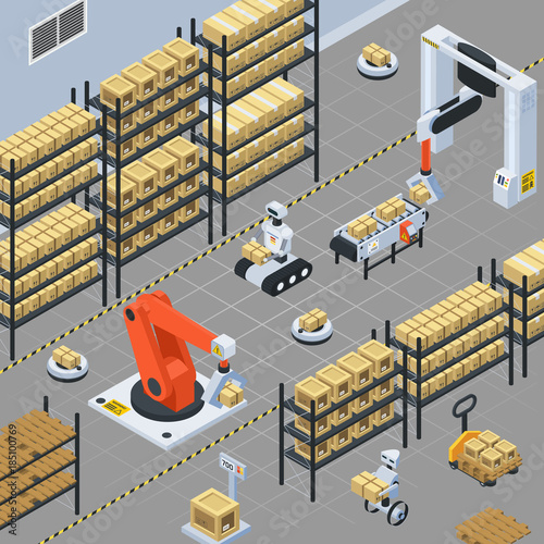 Automatic Logistics  Delivery Isometric Background