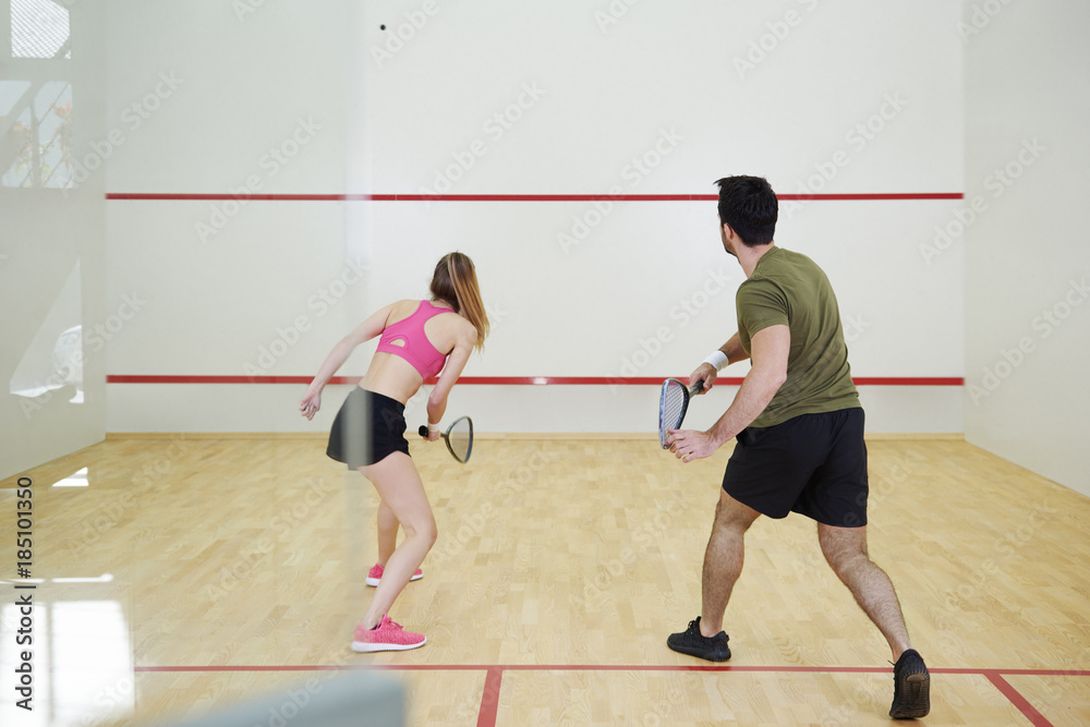 Squash players have a squash practice