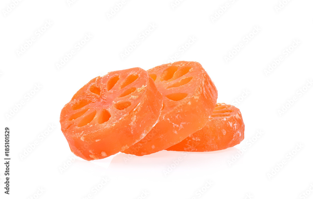 Bael in Syrup on white background Bael in Syrup on white background