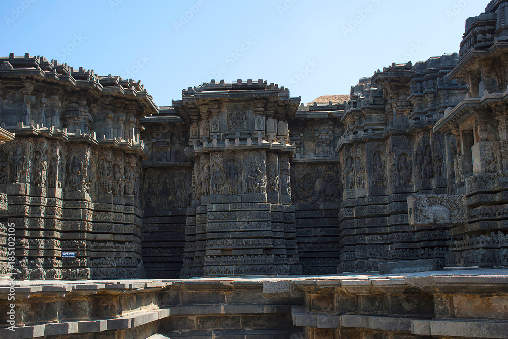 Outer view. Hoysalesvara Temple, Halebid, Karnataka, 12th Century. Shiva temple