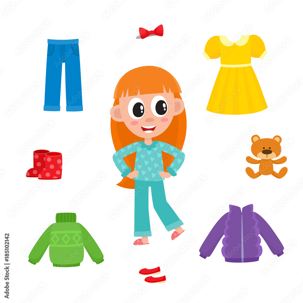 Little Girl In Pajamas Clipart