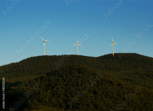wind turbines on the mountain ridge