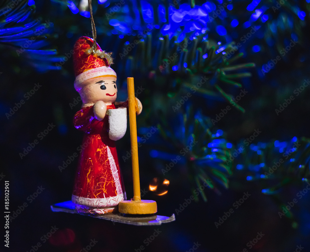 Christmas tree decorated by wooden toy