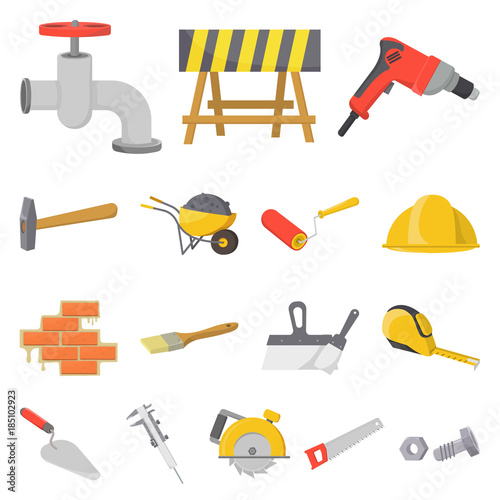 Building and architecture cartoon icons in set collection for design. Construction and Institution vector symbol stock web illustration.