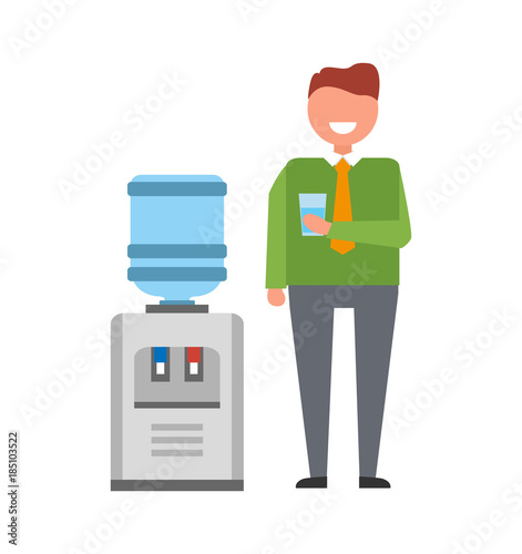 Man with Water Cooler Icon Vector Illustration