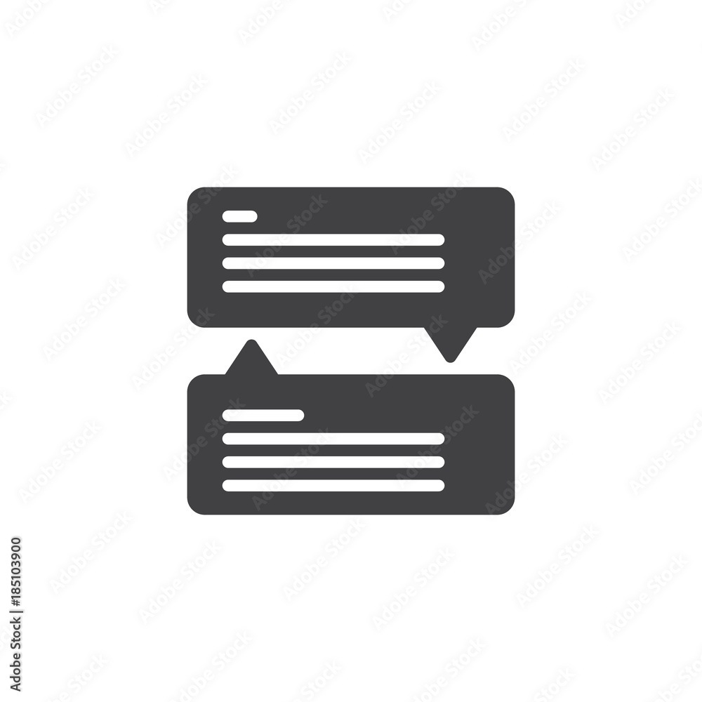 Chatting online icon vector, filled flat sign, solid pictogram isolated on white. Speech bubble symbol, logo illustration.