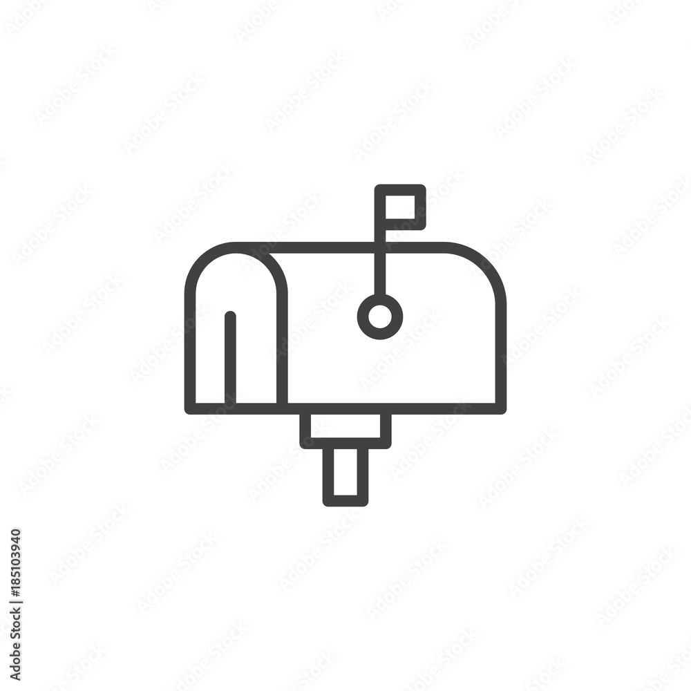 Mail box line icon, outline vector sign, linear style pictogram isolated on white. Mailbox symbol, logo illustration. Editable stroke Mail box line icon, outline vector sign, linear style pictogram isolated on white. Mailbox symbol, logo illustration. Editable stroke