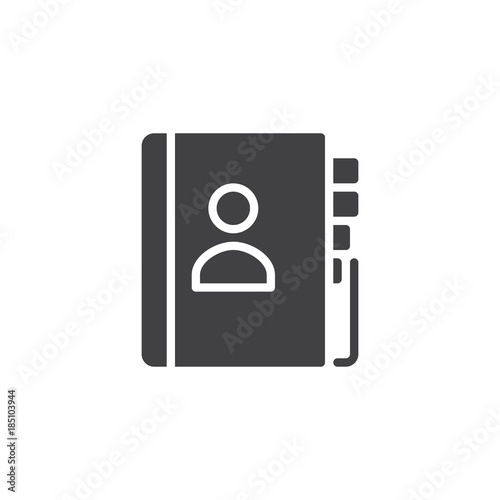 Contact book icon vector, filled flat sign, solid pictogram isolated on white. Address book symbol, logo illustration.