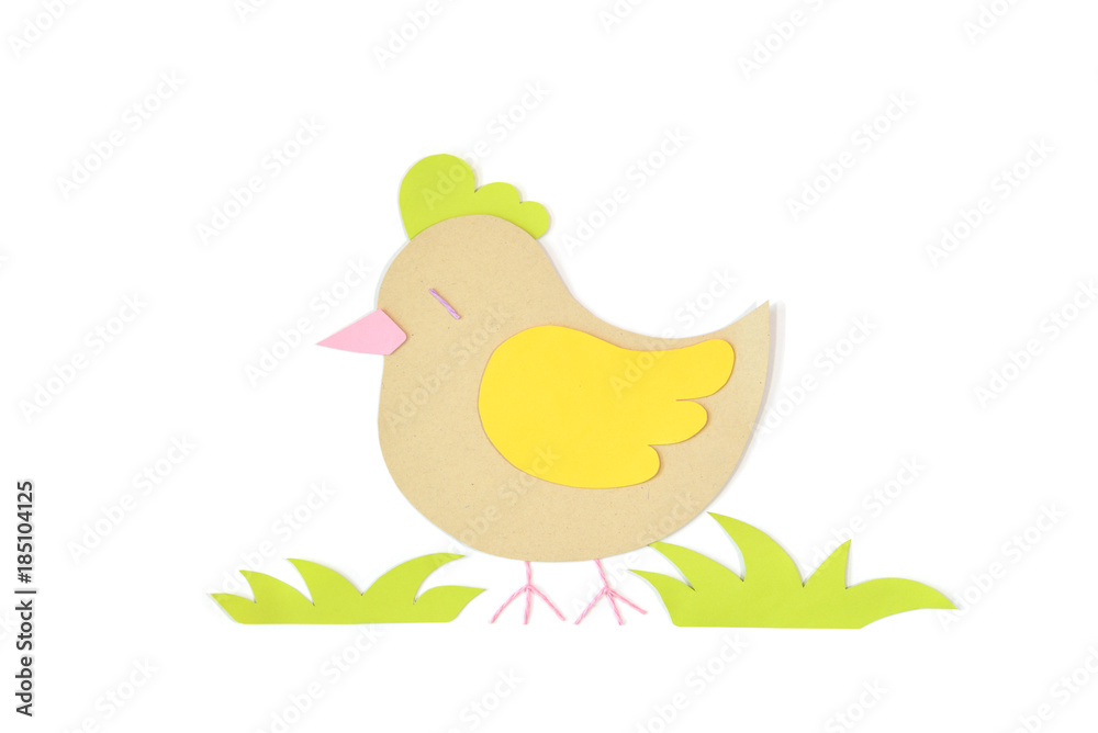 Hen paper cut on white background - isolated Hen paper cut on white background - isolated