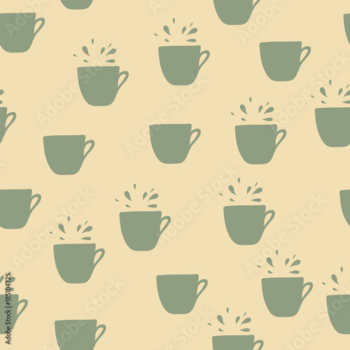 Seamless pattern with cups. Vector illustration.