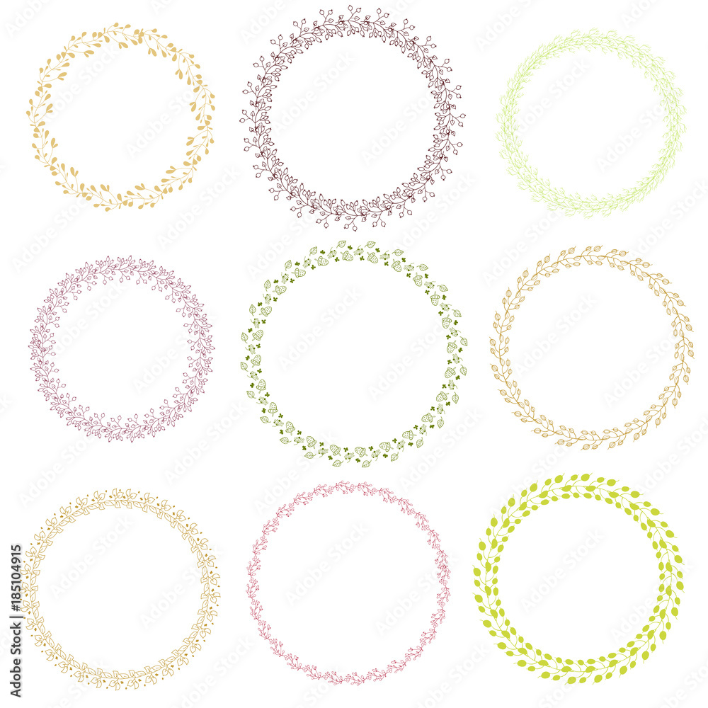 Set of floral wreaths. Vector illustration. Set of floral wreaths. Vector illustration.