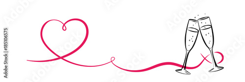 Sektgläser Banner - Liebe - Hochzeit - Herz